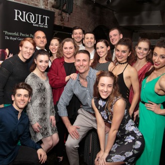 RIOULT Dance NY dancers with Artistic Director Pascal Rioult and Kathleen Turner Photo by Eric Bandiero